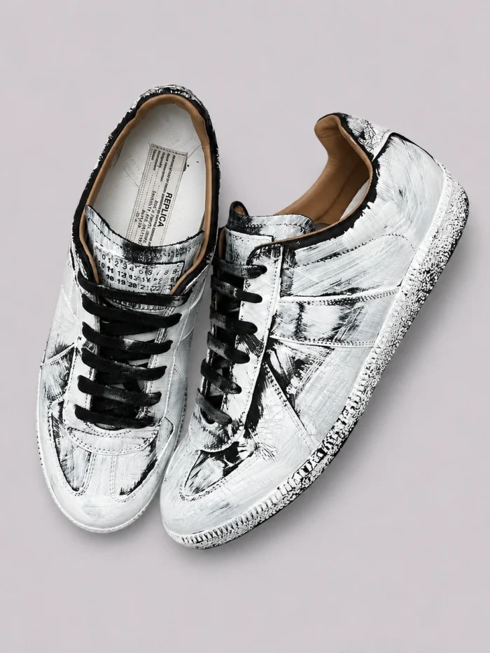 Maison Margiela Replica GATs White & Black Hand-Painted Sneakers