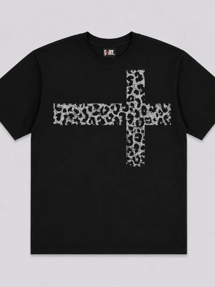 Leopard Cross Graphic T-Shirt. (Available in 2 Colors)