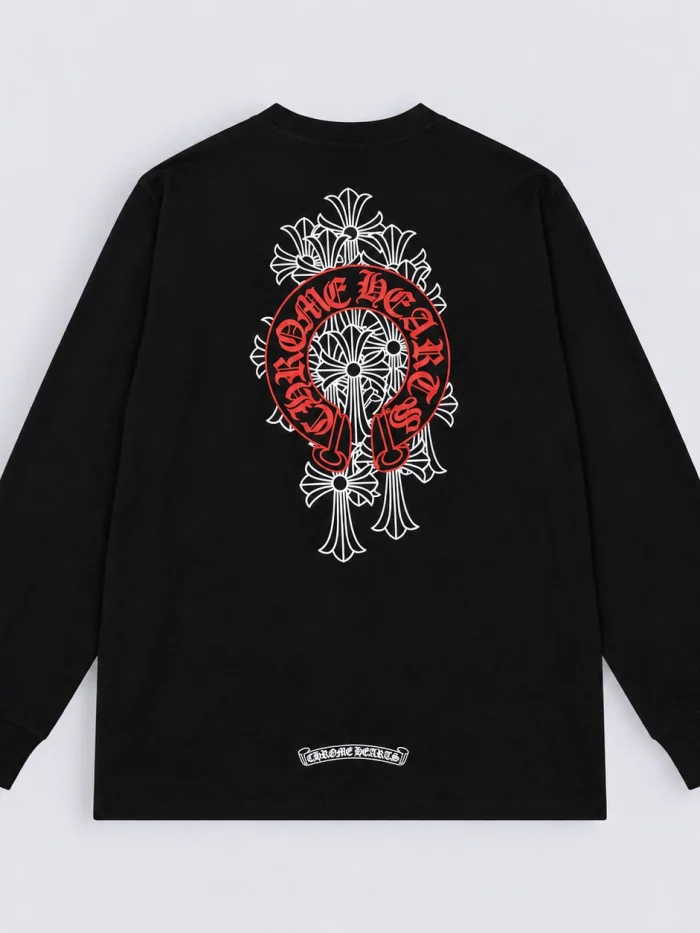 Chrome Hearts Floral Horseshoe Long-Sleeve T-Shirt