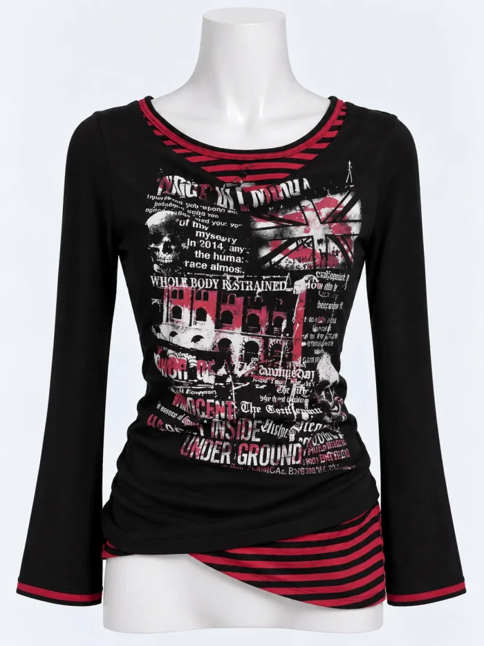 Distressed London Graphic Long-Sleeve Top