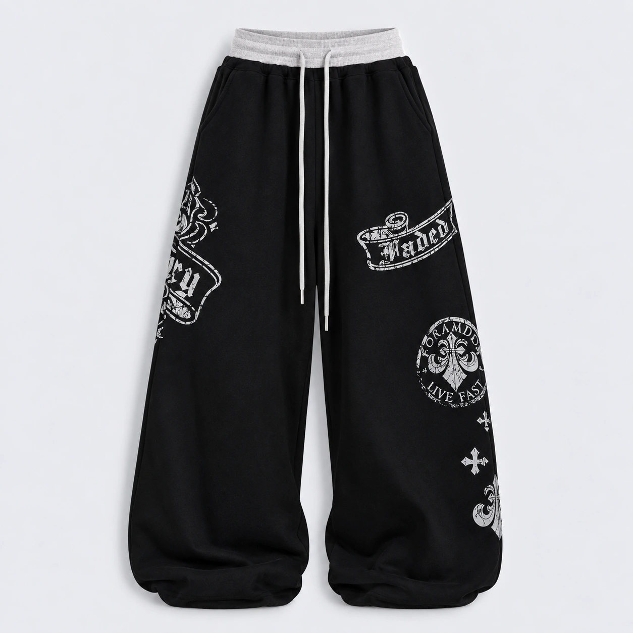Gothic Graphic Wide-Leg Sweatpants (Available in 2 Colors) - Image 2