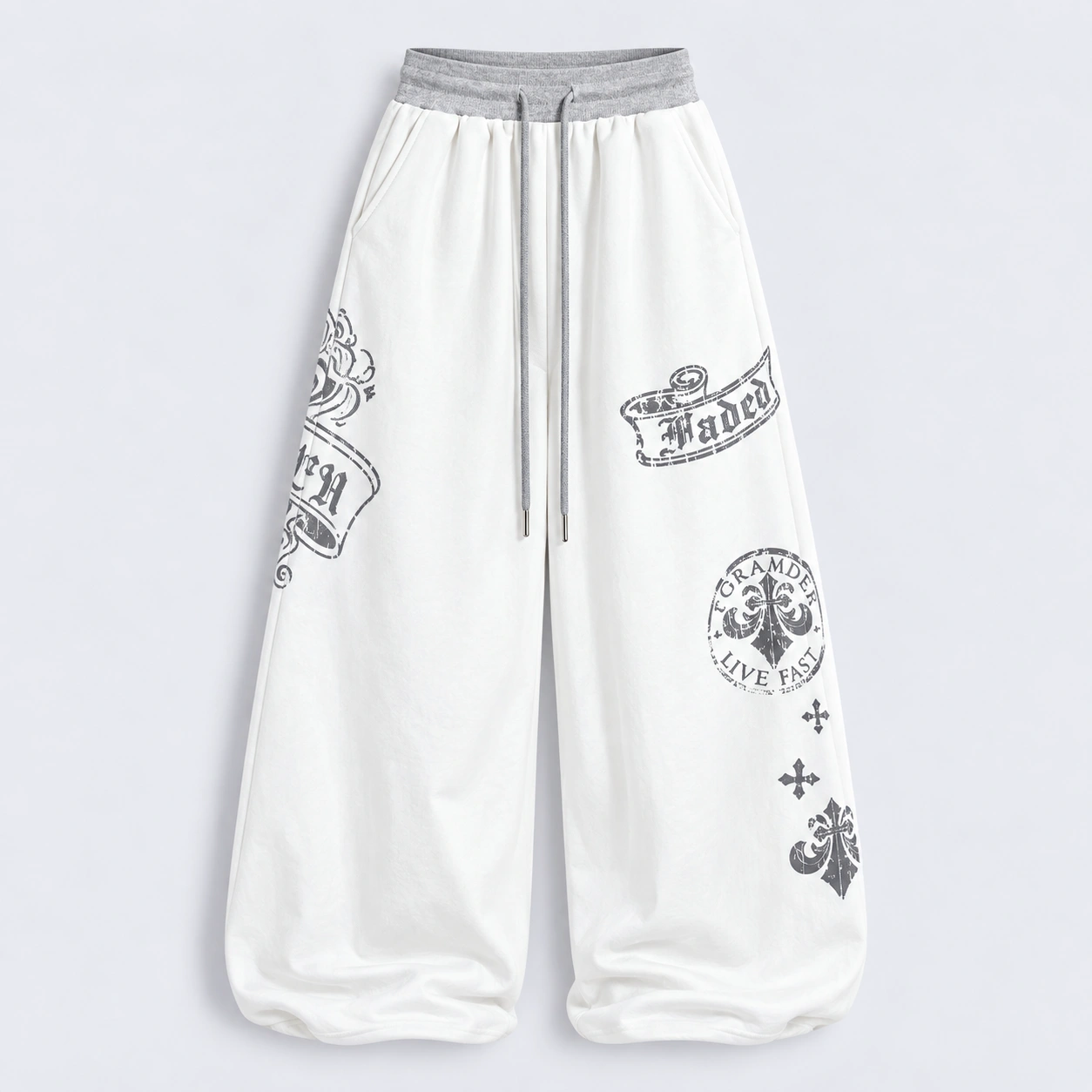Gothic Graphic Wide-Leg Sweatpants (Available in 2 Colors)