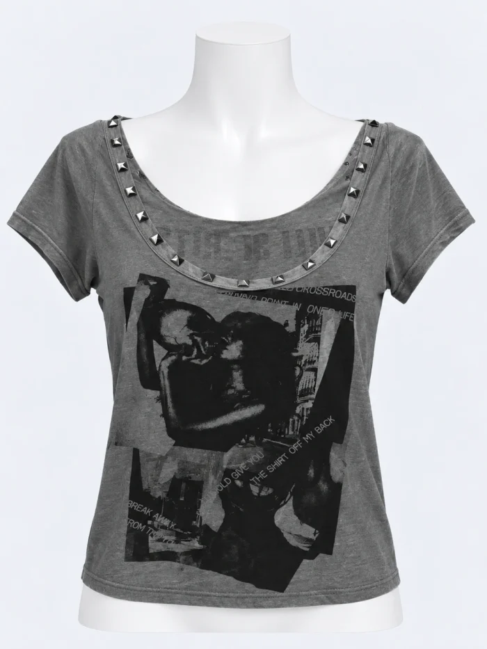 Vintage Studded Graphic Top