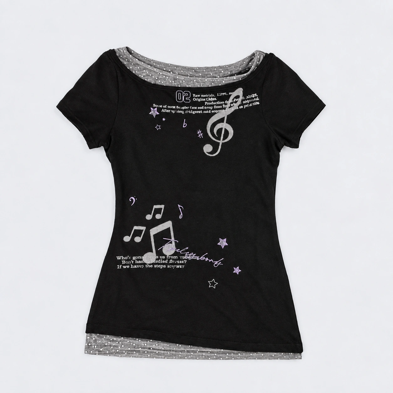 Y2K Music Graphic Fitted Top
