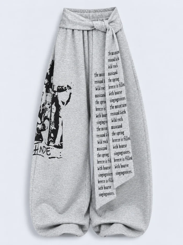 Gothic Graphic Wide-Leg Sweatpants (Available in 2 Colors)
