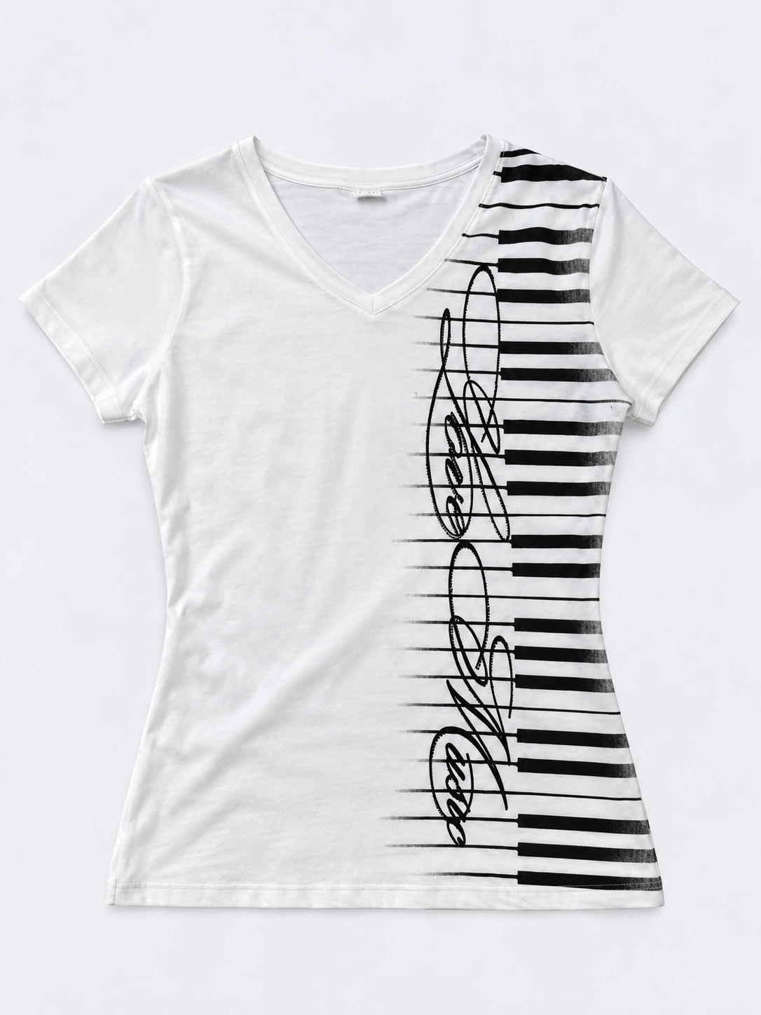 Piano Graphic V-Neck Shirt
