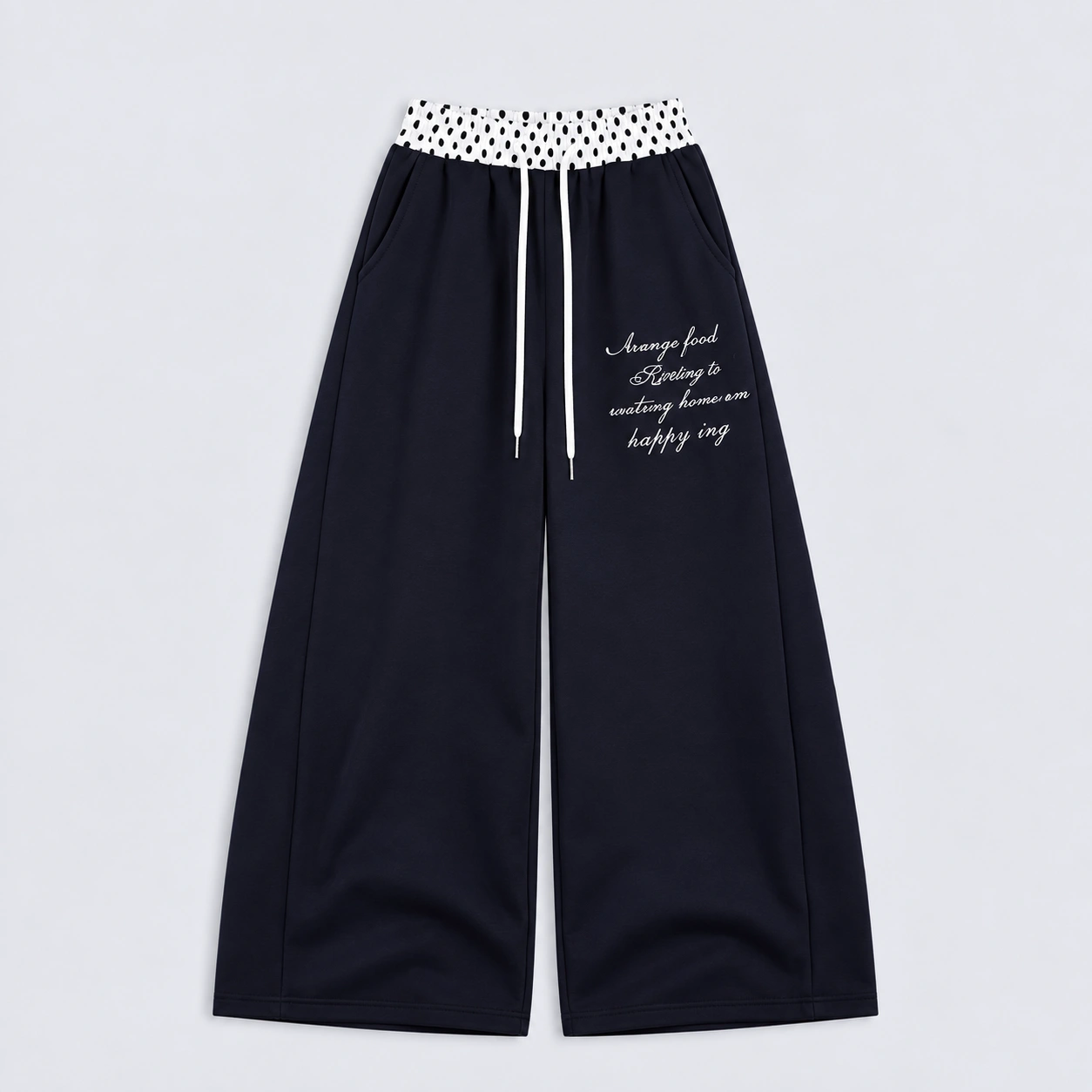 Ink Script Double-Waist Wide-Leg Sweatpants (Available in 2 Colors)