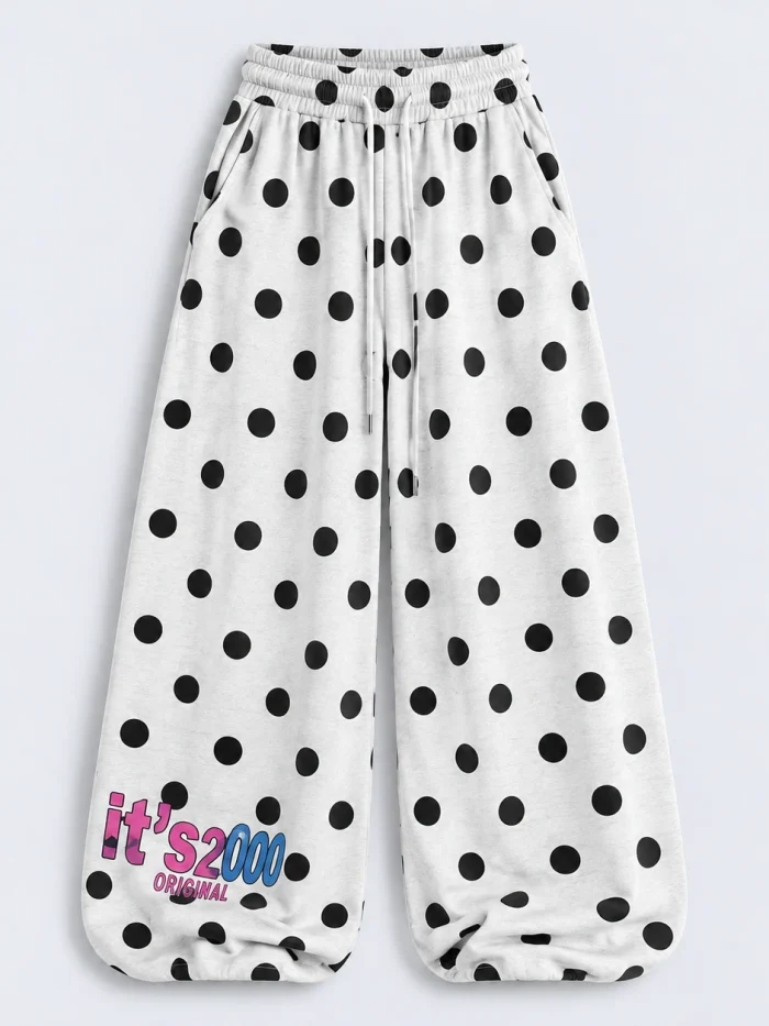 Polka Dot Wide-Leg Sweatpants