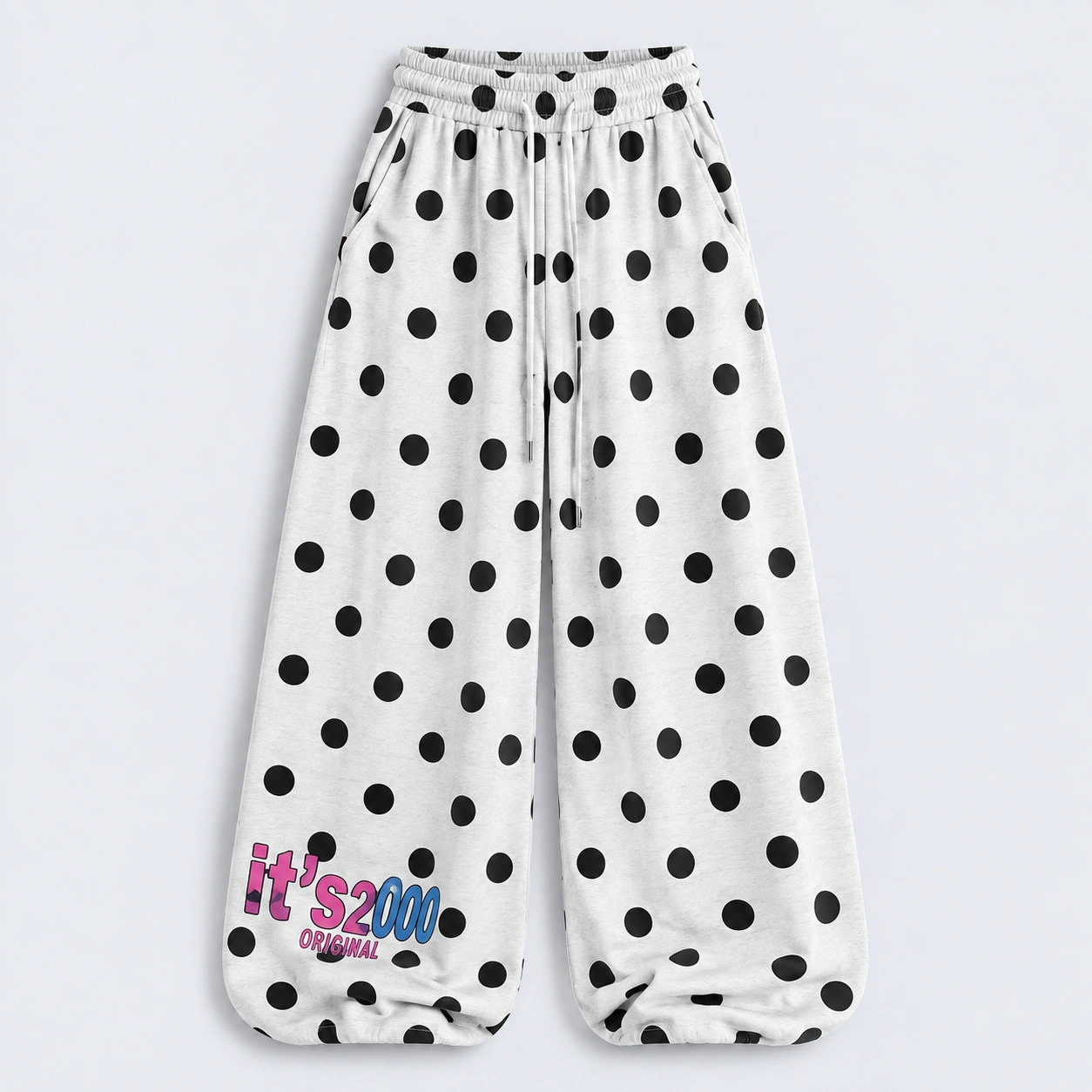 Polka Dot Wide-Leg Sweatpants