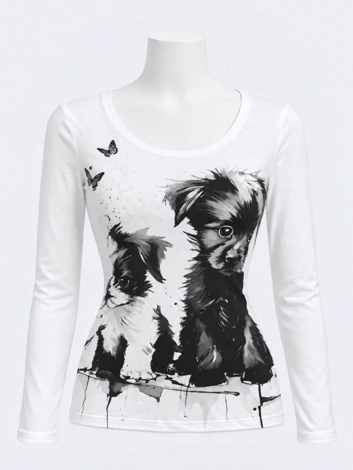Vintage Puppy Graphic Long-Sleeve Tee