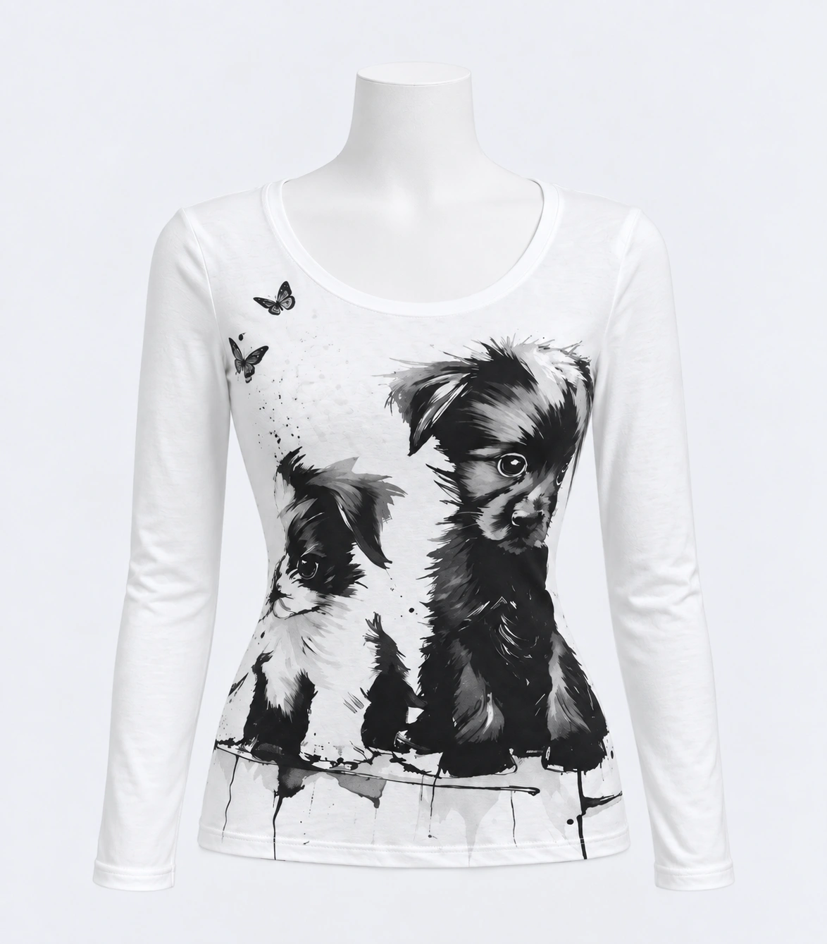 Vintage Puppy Graphic Long-Sleeve Tee