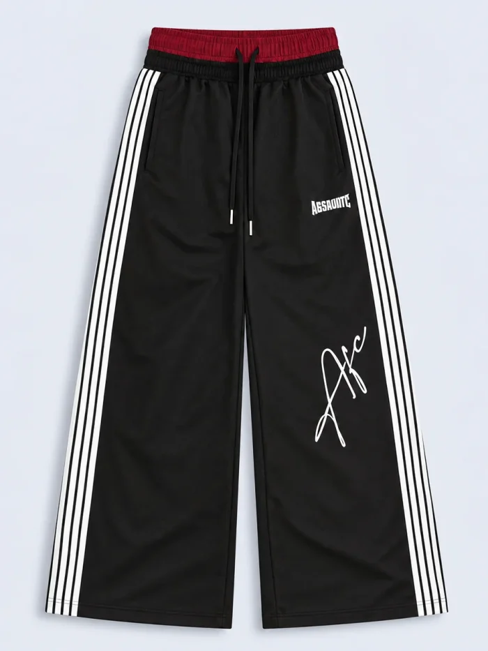 Red Waist Signature Stripe Wide-Leg Sweatpants