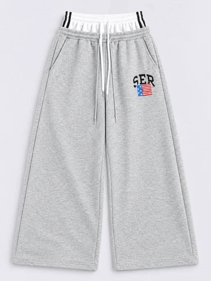 SER Flag Wide-Leg Double Waist Sweatpants  (Available in 2 Colors)