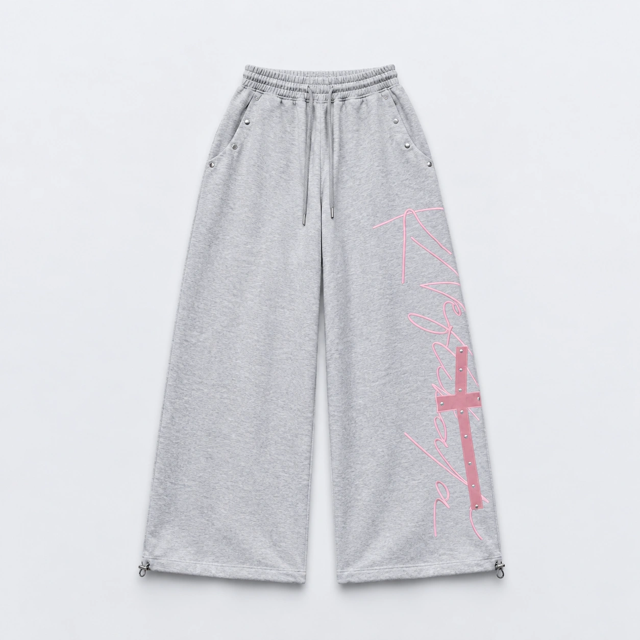 Cross Pink Studded Wide Sweatpants