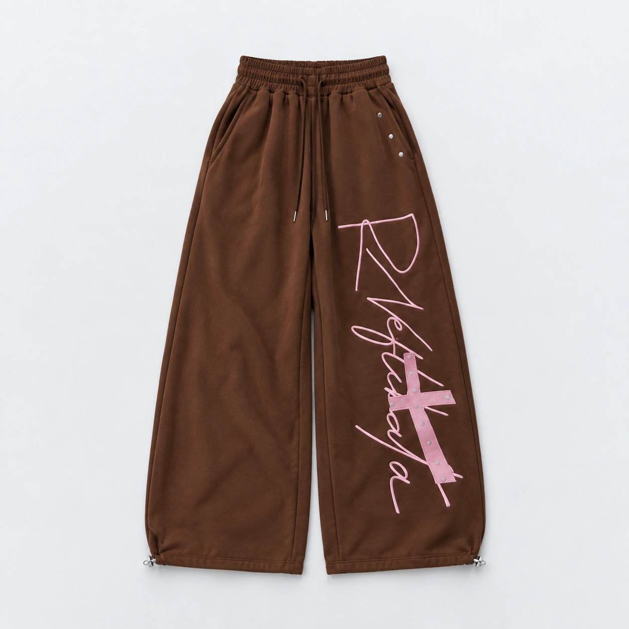Cross Pink Studded Wide Sweatpants - Image 2