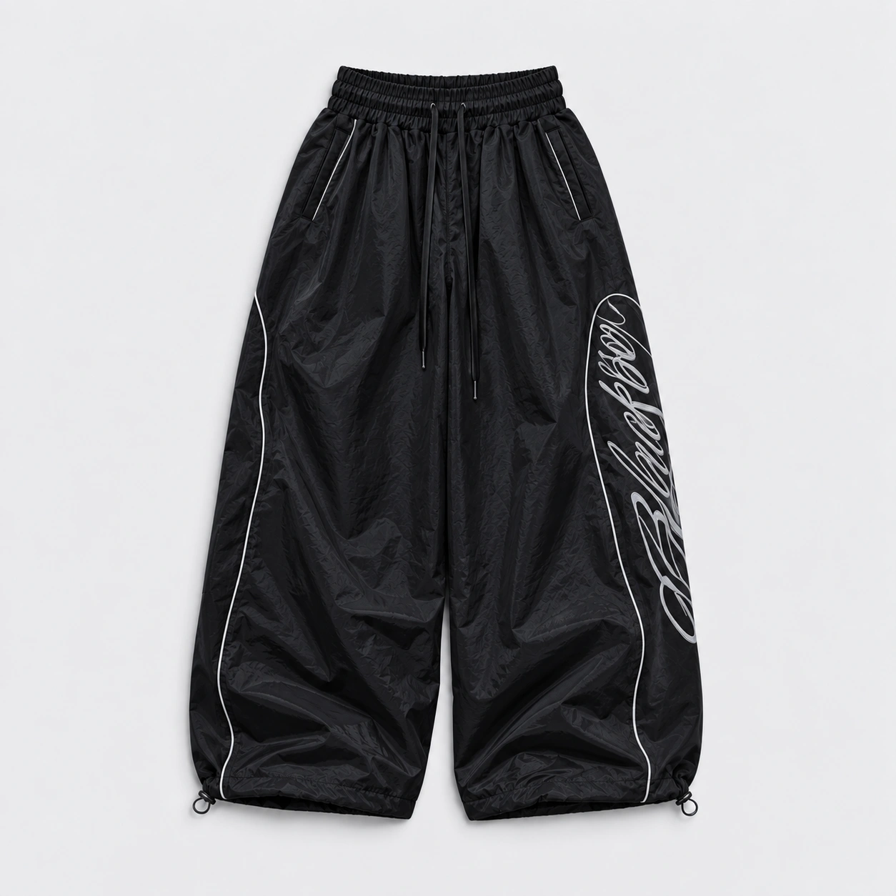 Wide-Leg Graphic Nylon Pants (Available in 3 Colors) - Image 2