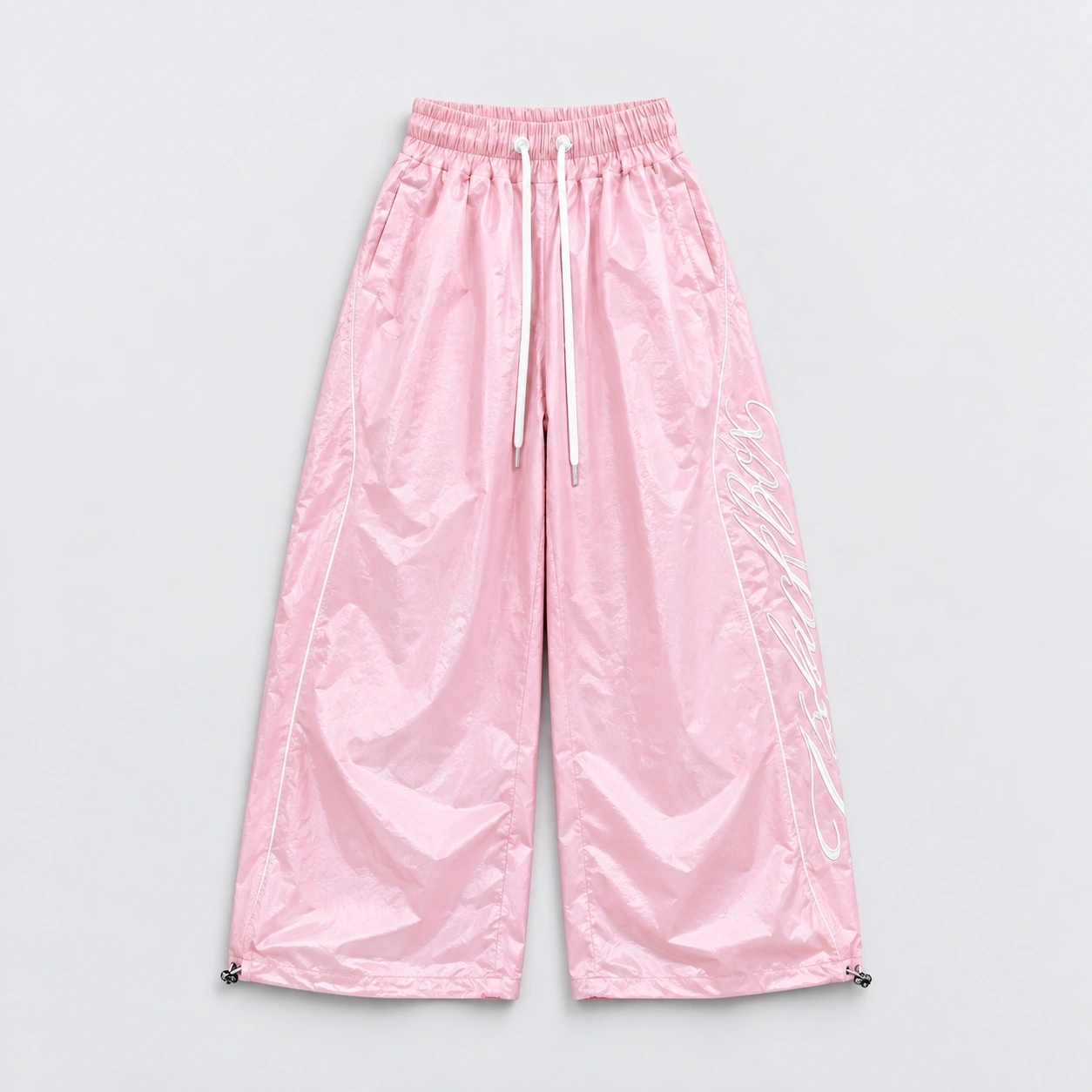 Wide-Leg Graphic Nylon Pants (Available in 3 Colors)