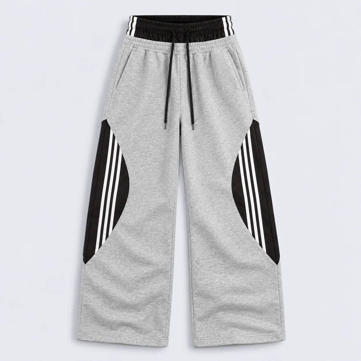 Double-Waist Stripe Wide-Leg Sweatpants (Available in 2 Colors) - Image 2
