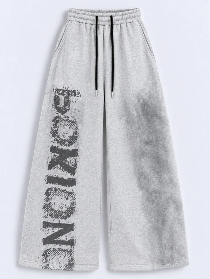 Y2K/Acubi Graphic Wide-Leg Baggy Sweatpants (Available in 2 Colors)