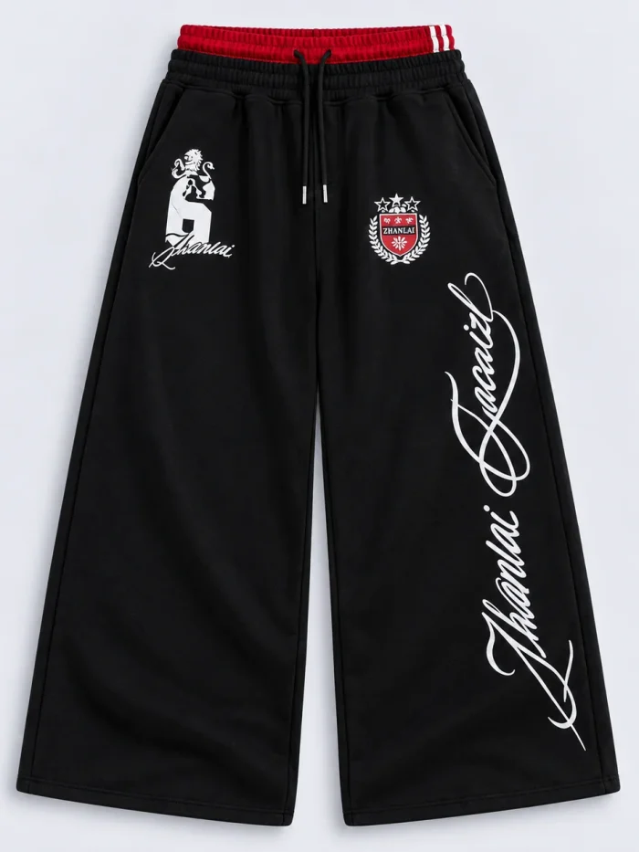 Zhanlai Graphic Wide-Leg Sweatpants (Available in 2 Colors)