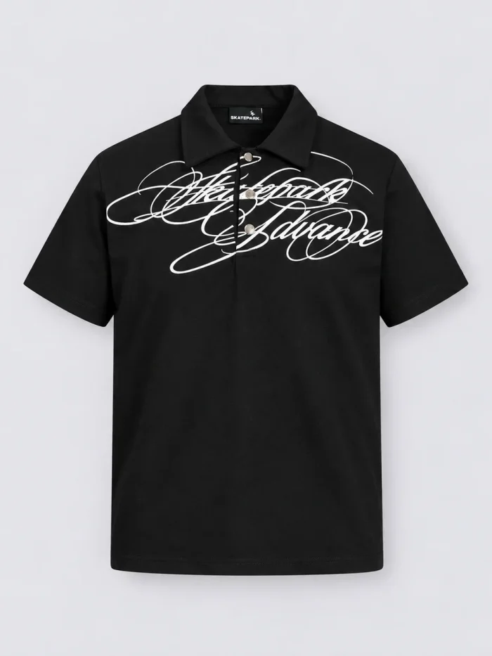 Y2K Camouflage Letter Graphic Polo Shirt (Available in 2 colors)