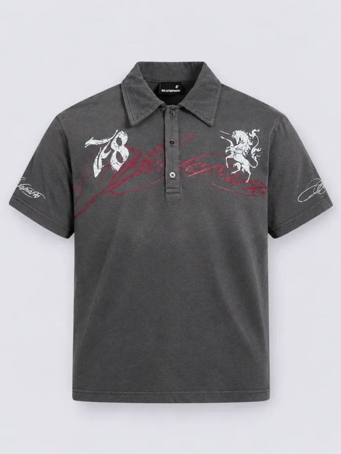 Distressed Graphic Polo