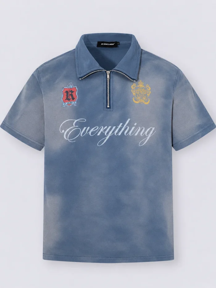 “Everything” Vintage Street Half-Zipper Polo Shirt
